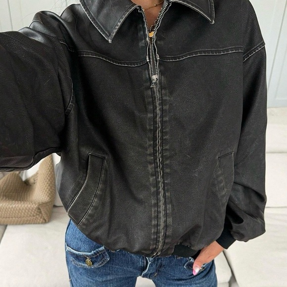 SHEIN Classic Black Vegan Leather Jacket - Picture 4 of 6